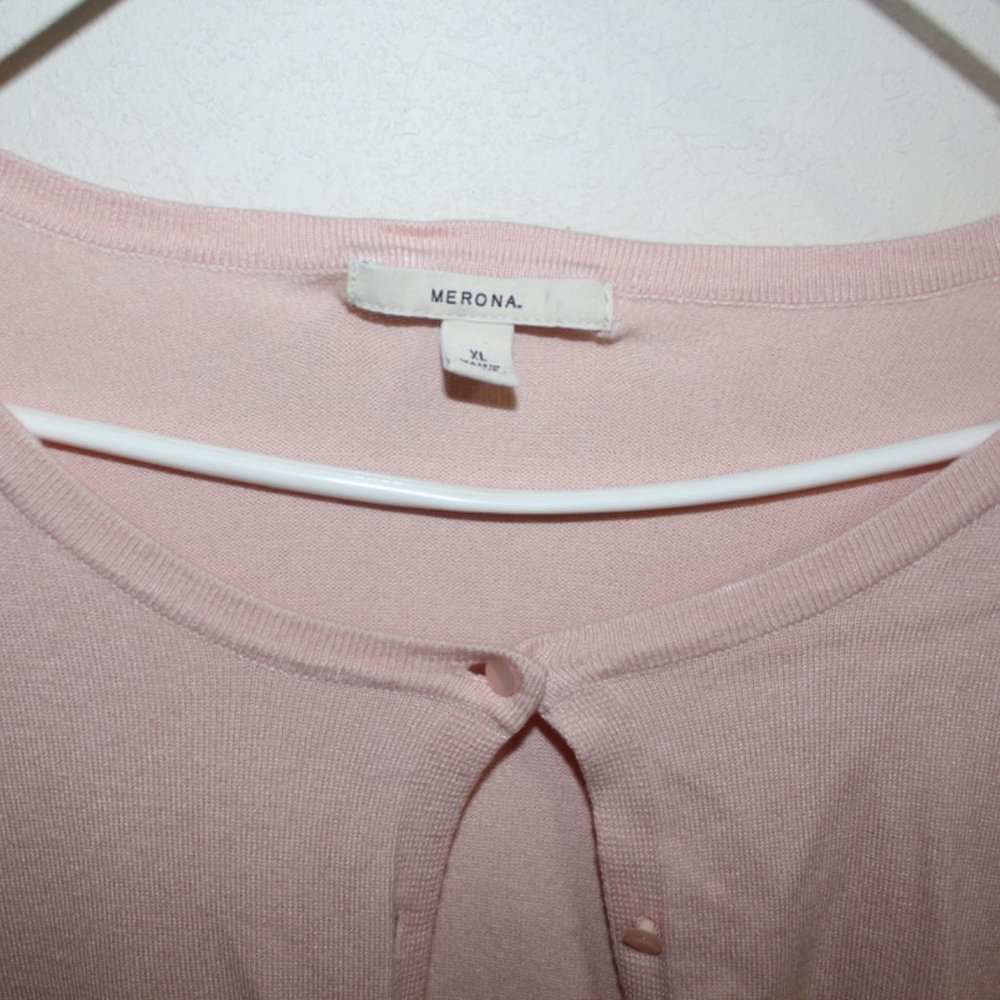 Merona Pink Button Down Cardigan Size XL - Picture 2 of 4